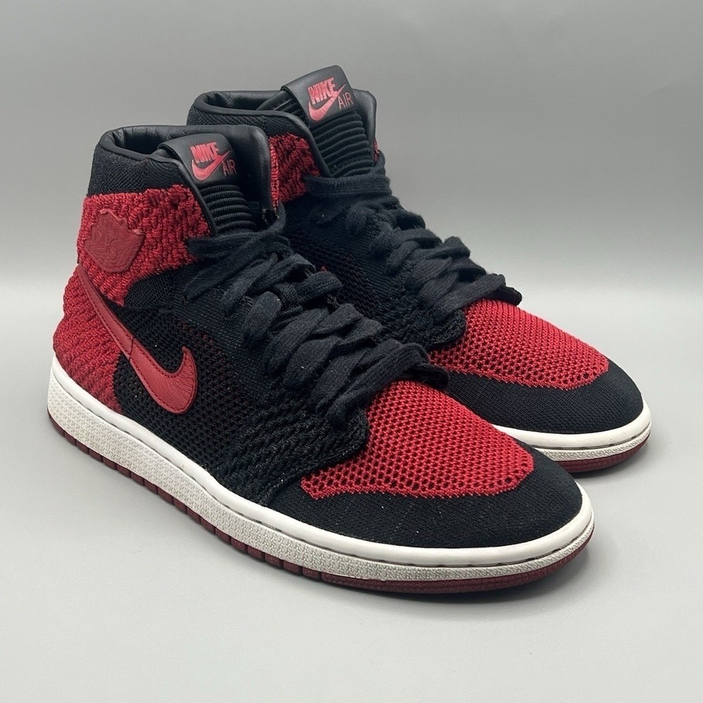 2017 Nike‎ Air Jordan 1 Retro High OG Flyknit Bred Red Black - Men's Size 7 USED